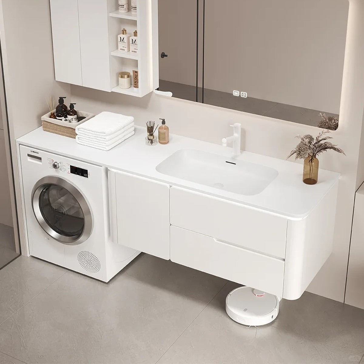 Armario de lavandería y armario de baño