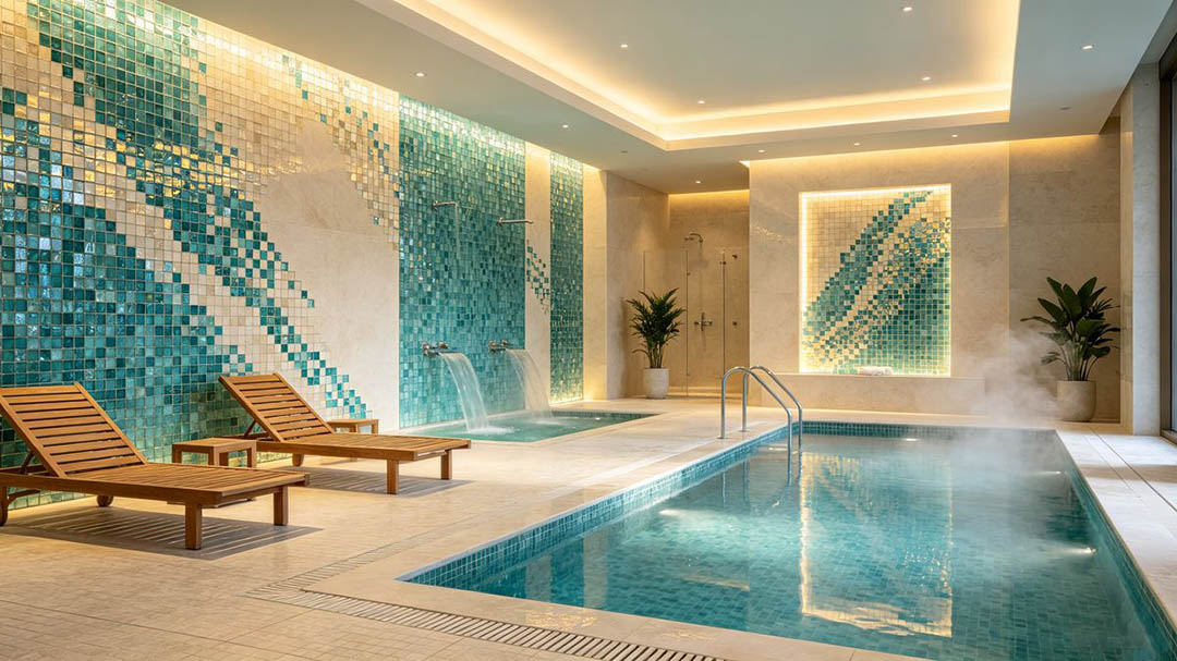 glass mosaic tiles for hotel SPA and luxury bathroom design