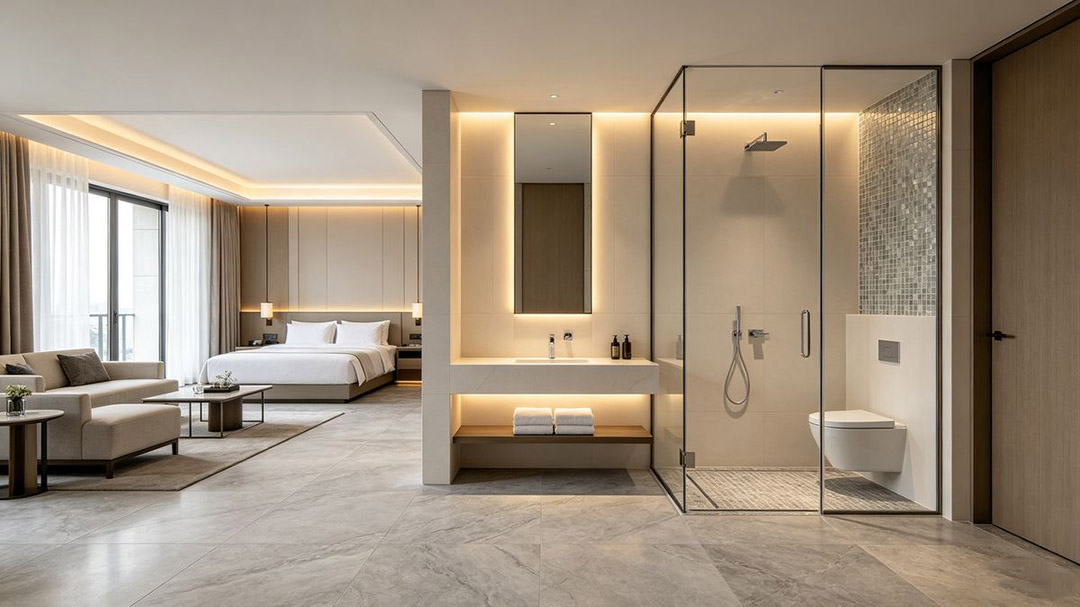 Best tile finish for commercial hotel guest rooms