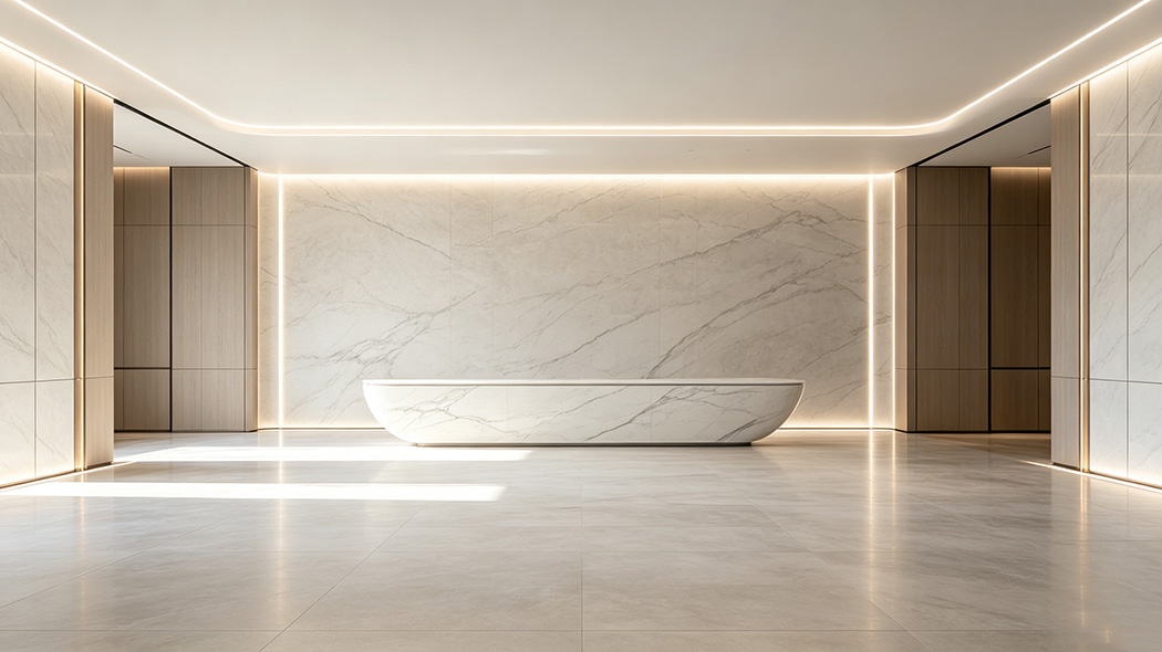 Slab wall and floor tiling