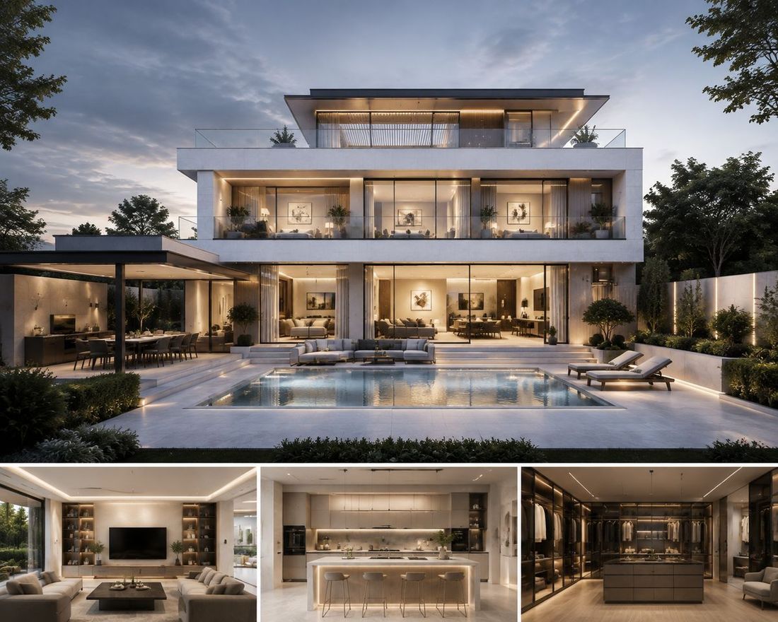 modern villa design with sintered stone applications
